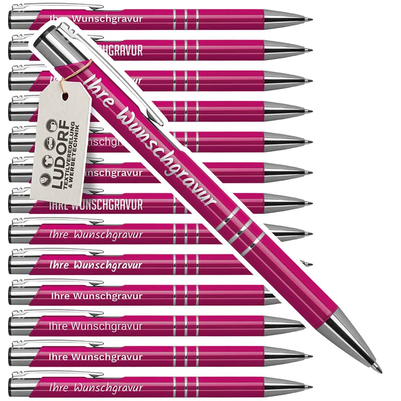 Metall Kugelschreiber DELTA UNI in Pink mit personalisierter Gravur