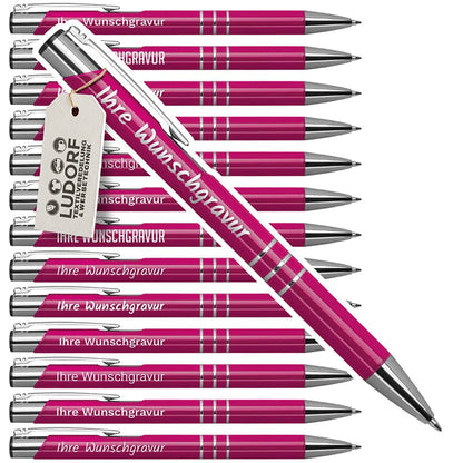 Metall Kugelschreiber DELTA UNI in Pink mit personalisierter Gravur