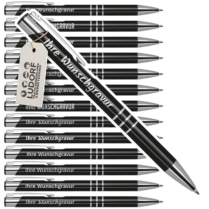Metall Kugelschreiber DELTA UNI in Schwarz mit individueller Gravur