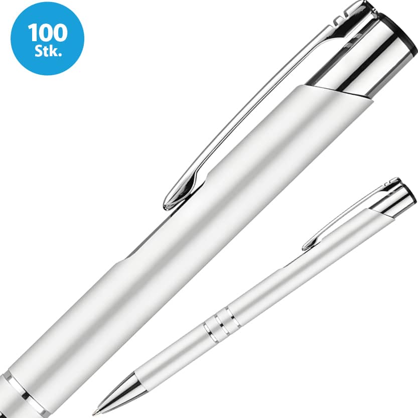 Kugelschreiber GAMMA silber eloxiert mit Gravur Set mit 100