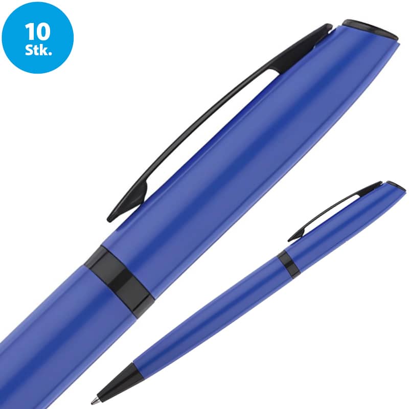 Personalisierter Premium Kugelschreiber ZETA aus Metall mit Gravur und Geschenkverpackung in Blau