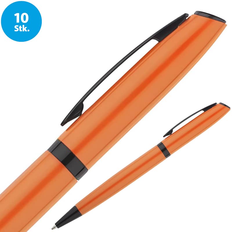 Personalisierter Premium Kugelschreiber ZETA aus Metall mit Gravur und Geschenkverpackung in Orange