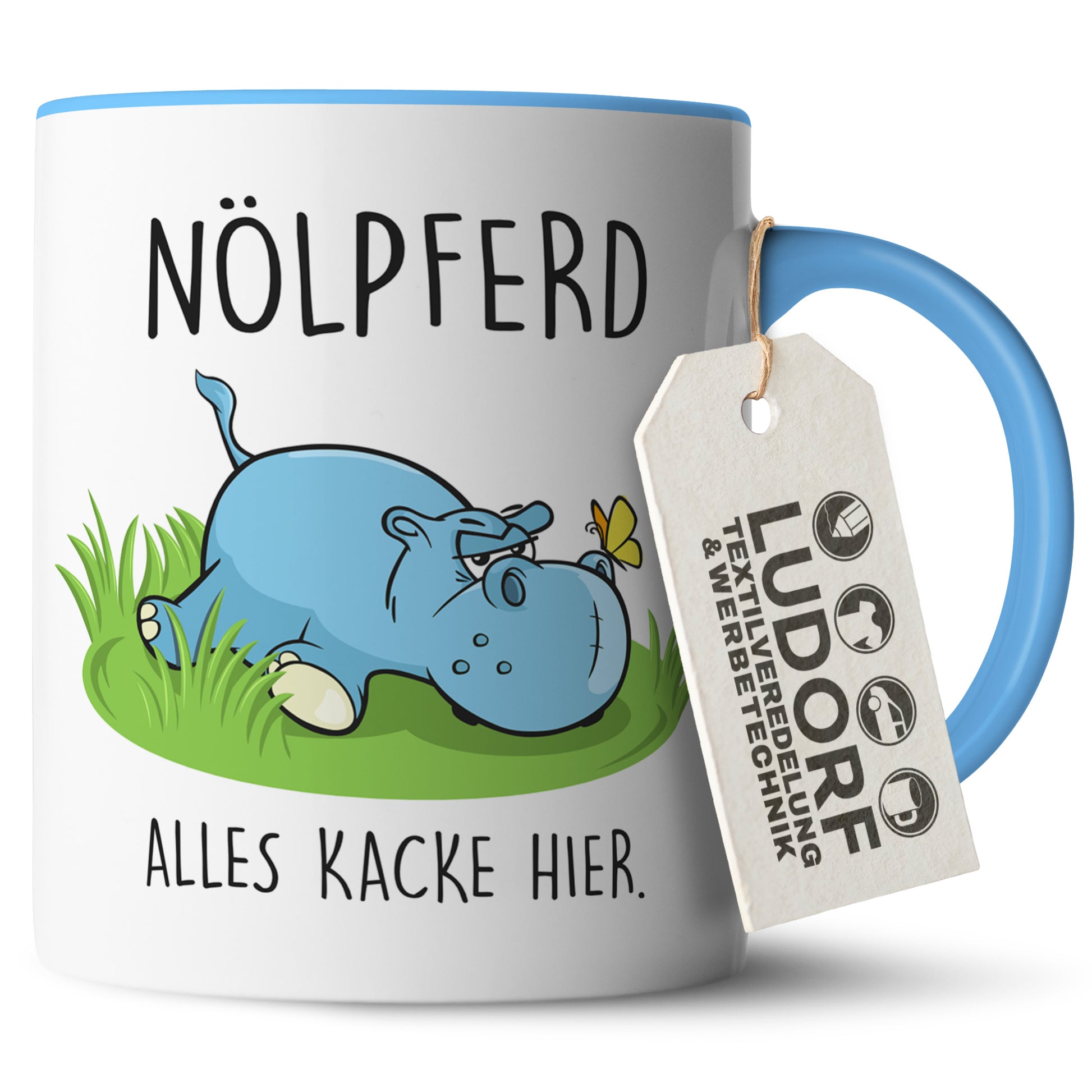 #teamludorf - Tasse - Humorvolles Nilpferd Design Alles Kacke - Altrosa Henkel und Inneres - Robuste Keramik Kaffeetasse, Spülmaschinenfest, Mikrowellengeeignet, Geschenk für Frauen Ludorf Textilveredelung & Werbetechnik