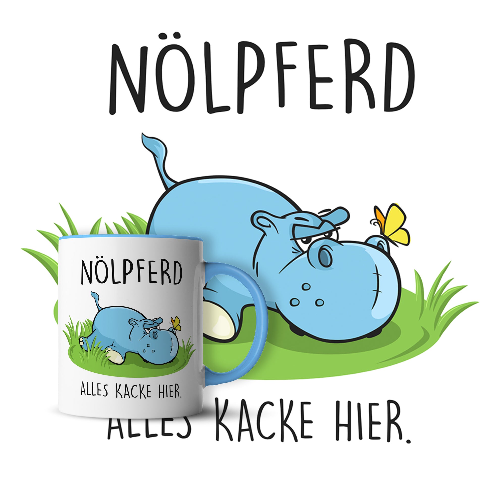 #teamludorf - Tasse - Humorvolles Nilpferd Design Alles Kacke - Altrosa Henkel und Inneres - Robuste Keramik Kaffeetasse, Spülmaschinenfest, Mikrowellengeeignet, Geschenk für Frauen Ludorf Textilveredelung & Werbetechnik