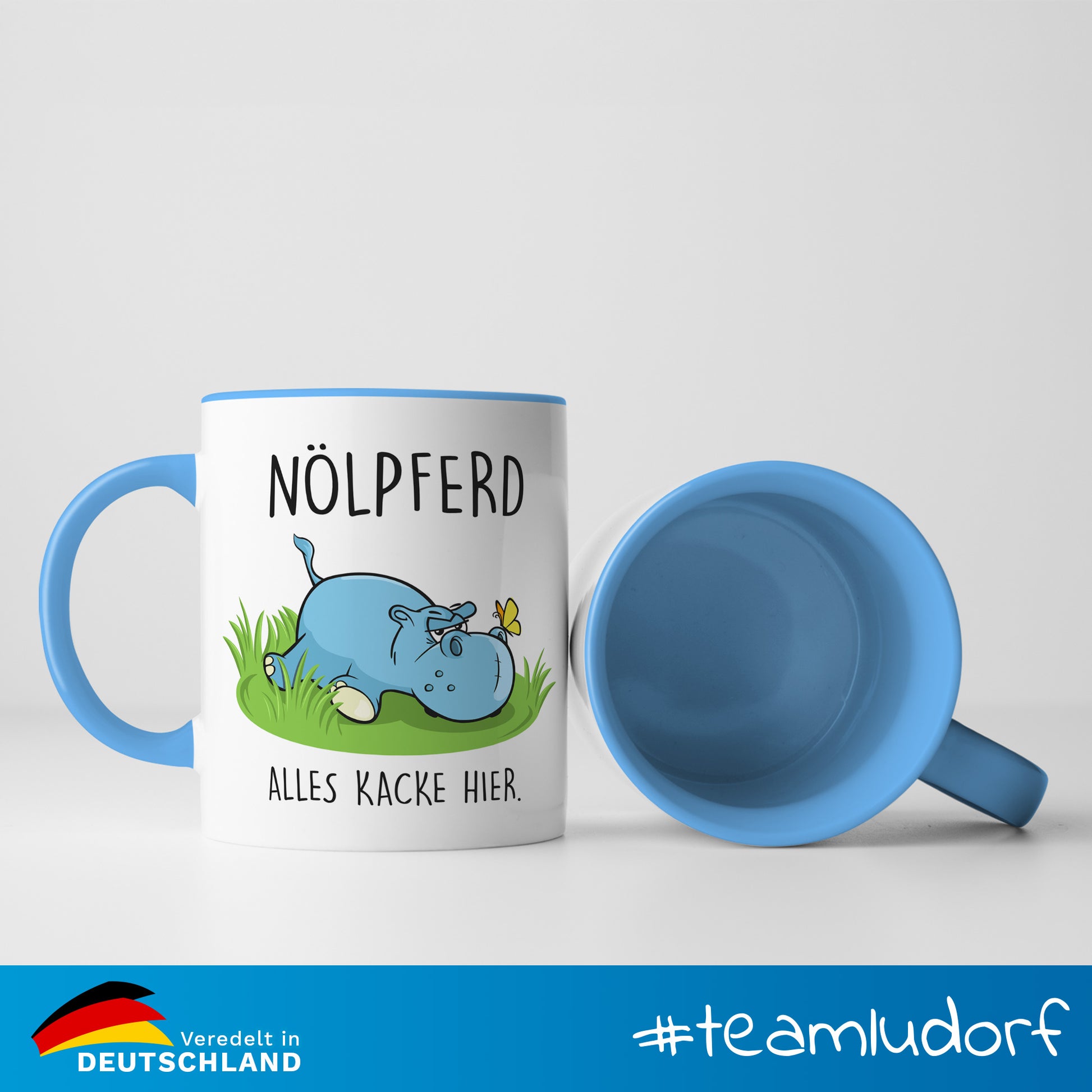 #teamludorf - Tasse - Humorvolles Nilpferd Design Alles Kacke - Altrosa Henkel und Inneres - Robuste Keramik Kaffeetasse, Spülmaschinenfest, Mikrowellengeeignet, Geschenk für Frauen Ludorf Textilveredelung & Werbetechnik