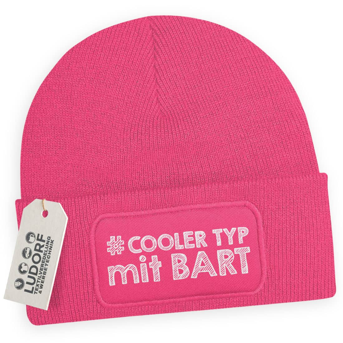 Männer Wintermütze Fuchsia– Motiv Cooler Typ mit Bart