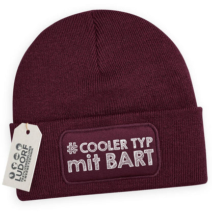 Männer Wintermütze Burgundy– Motiv Cooler Typ mit Bart