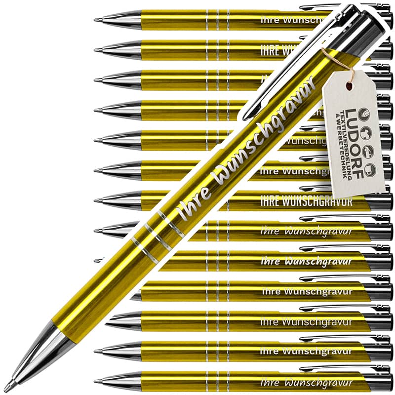 Metall-Kugelschreiber GAMMA in Gelb – personalisierbar mit Logo und Gravur
