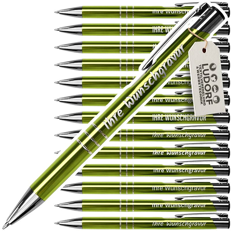 Metall-Kugelschreiber GAMMA in Lime Grün – personalisierbar mit Logo und Gravur