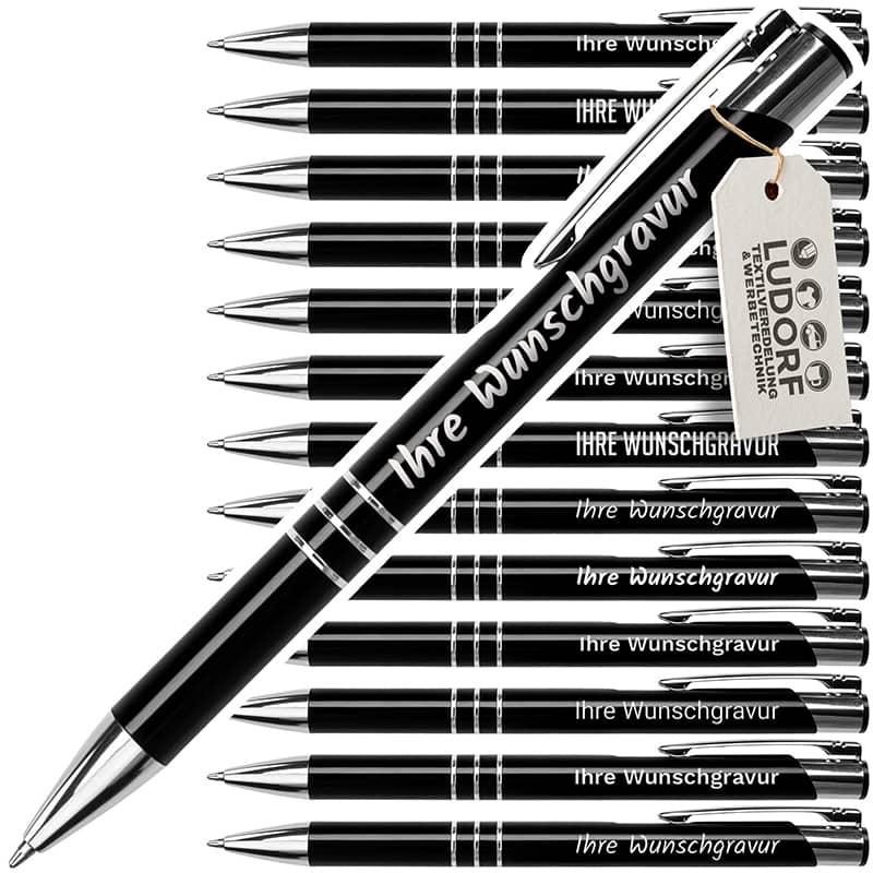 Metall-Kugelschreiber GAMMA in Schwarz – personalisierbar mit Logo und Gravur