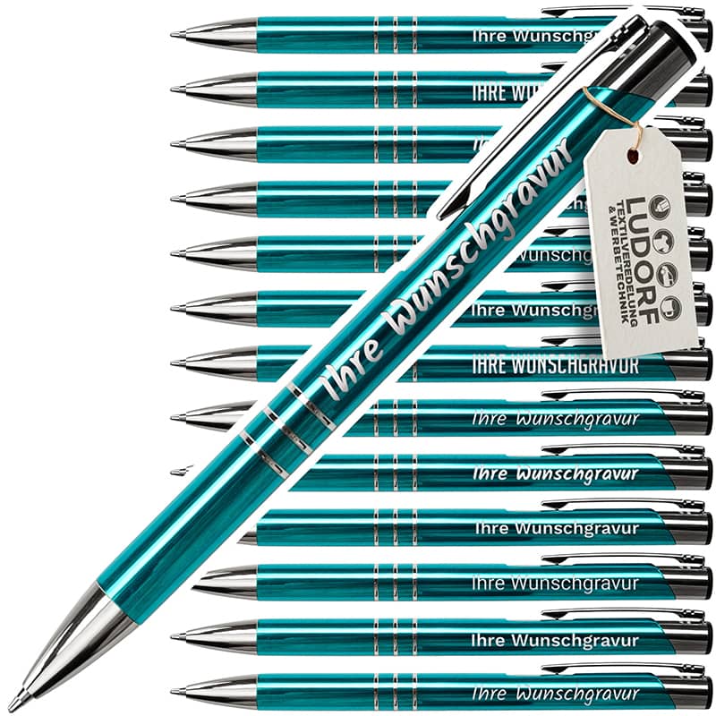 Metall-Kugelschreiber GAMMA in Türkisblau – personalisierbar mit Logo und Gravur