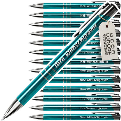 Metall-Kugelschreiber GAMMA in Türkisblau – personalisierbar mit Logo und Gravur