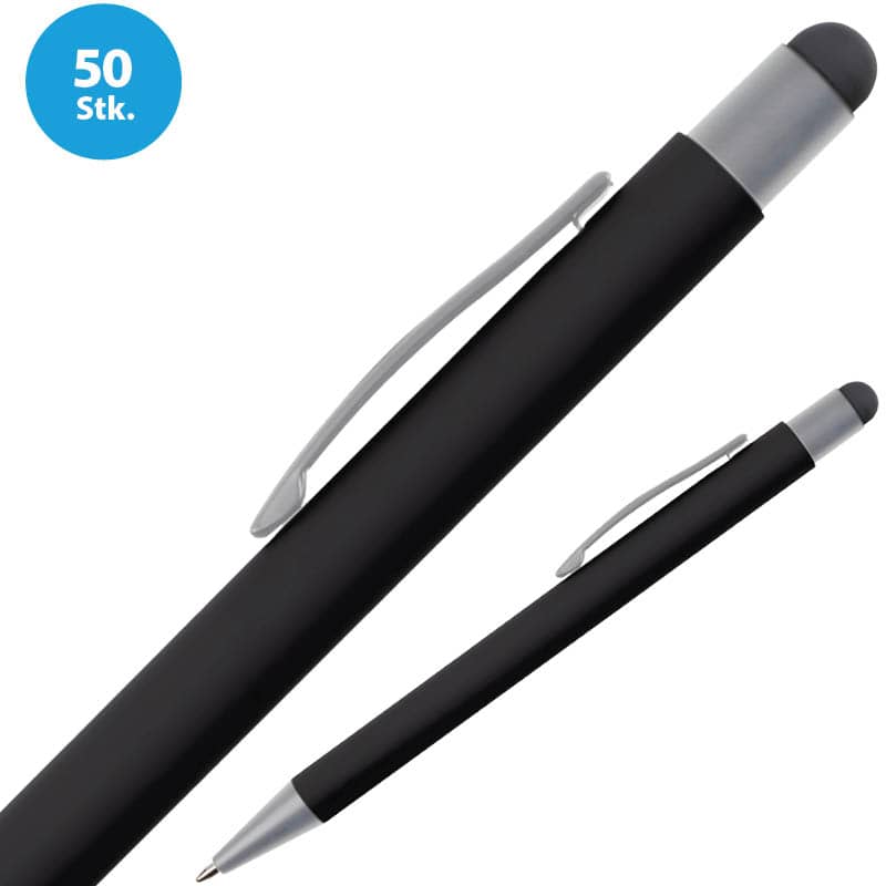 50x Metall-Kugelschreiber GRIP Touch inkl. Lasergravur – Soft-Touch & Stylus #teamludorf