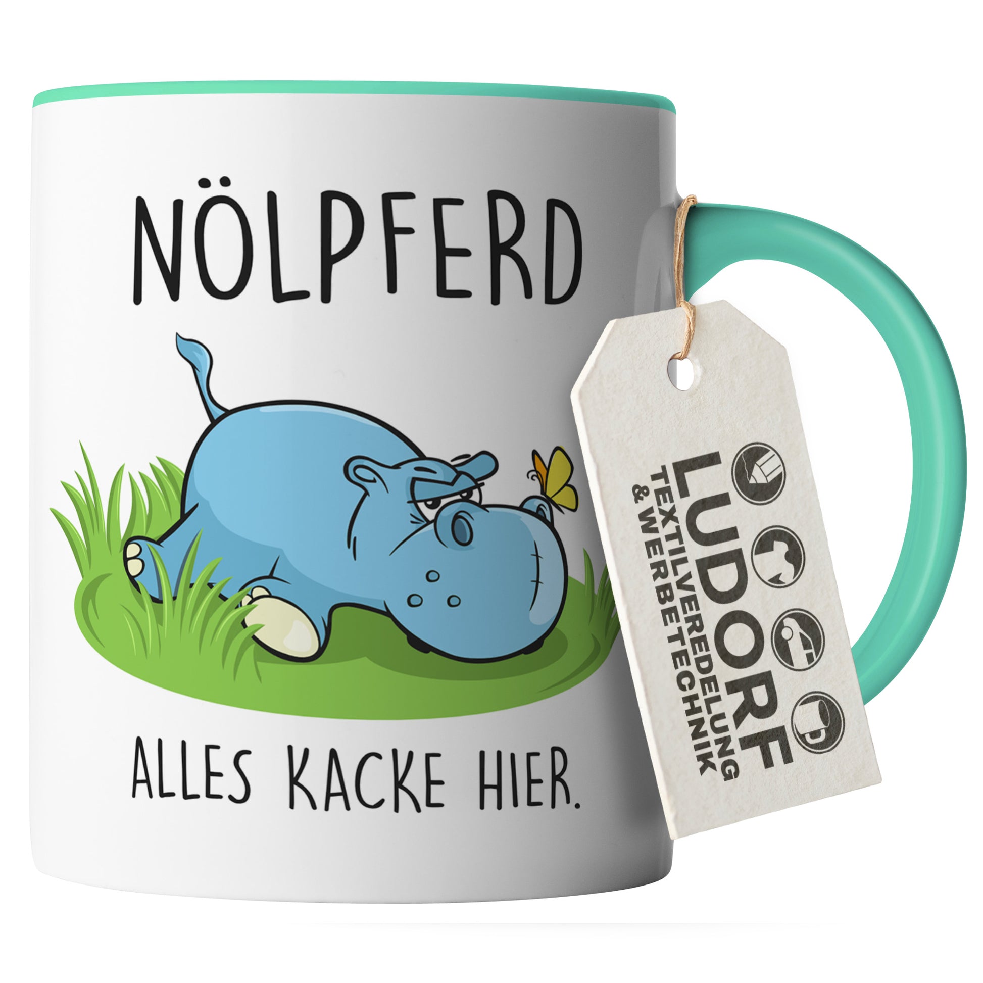 #teamludorf - Tasse - Humorvolles Nilpferd Design Alles Kacke - Altrosa Henkel und Inneres - Robuste Keramik Kaffeetasse, Spülmaschinenfest, Mikrowellengeeignet, Geschenk für Frauen Ludorf Textilveredelung & Werbetechnik