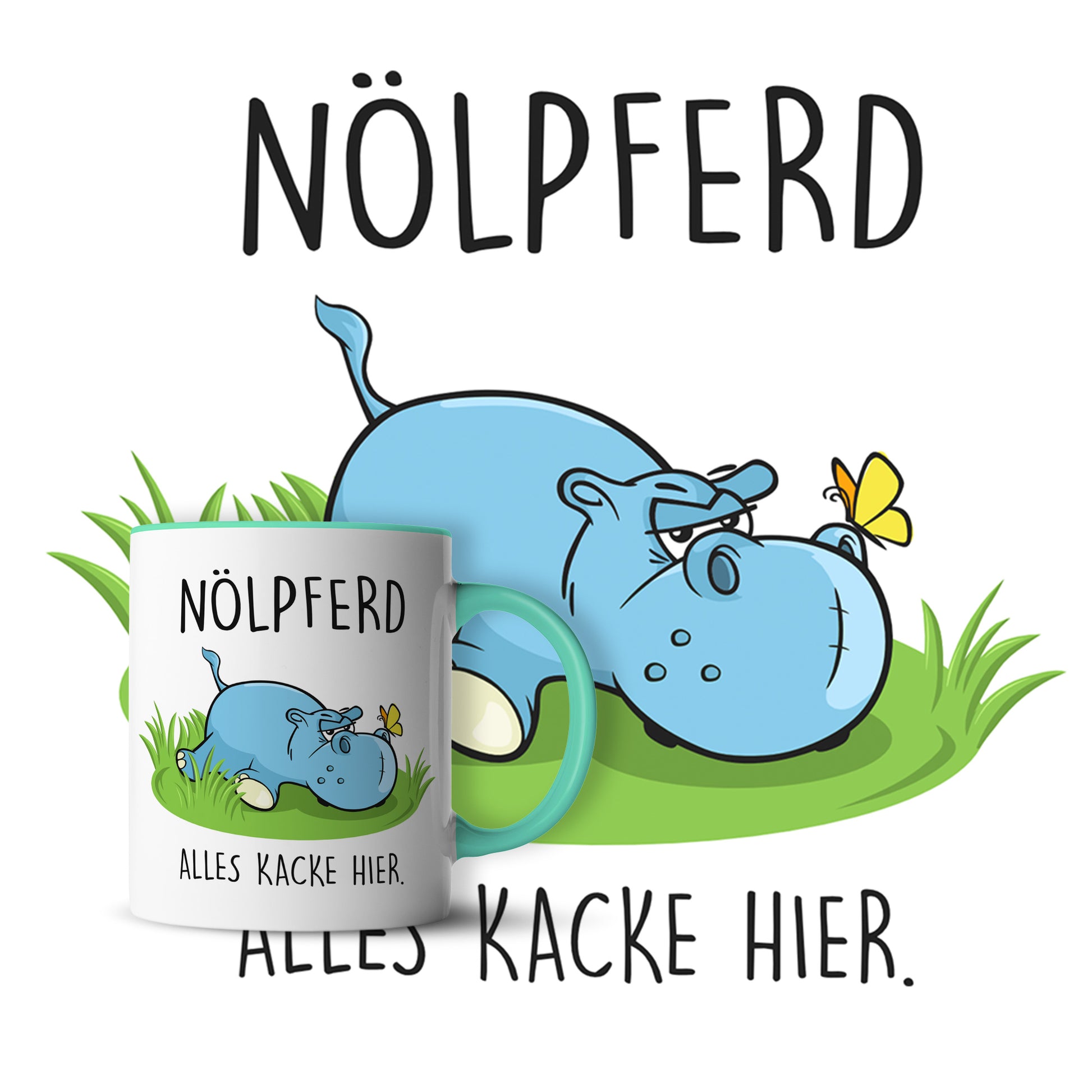 #teamludorf - Tasse - Humorvolles Nilpferd Design Alles Kacke - Altrosa Henkel und Inneres - Robuste Keramik Kaffeetasse, Spülmaschinenfest, Mikrowellengeeignet, Geschenk für Frauen Ludorf Textilveredelung & Werbetechnik