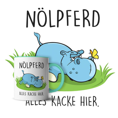#teamludorf - Tasse - Humorvolles Nilpferd Design Alles Kacke - Altrosa Henkel und Inneres - Robuste Keramik Kaffeetasse, Spülmaschinenfest, Mikrowellengeeignet, Geschenk für Frauen Ludorf Textilveredelung & Werbetechnik