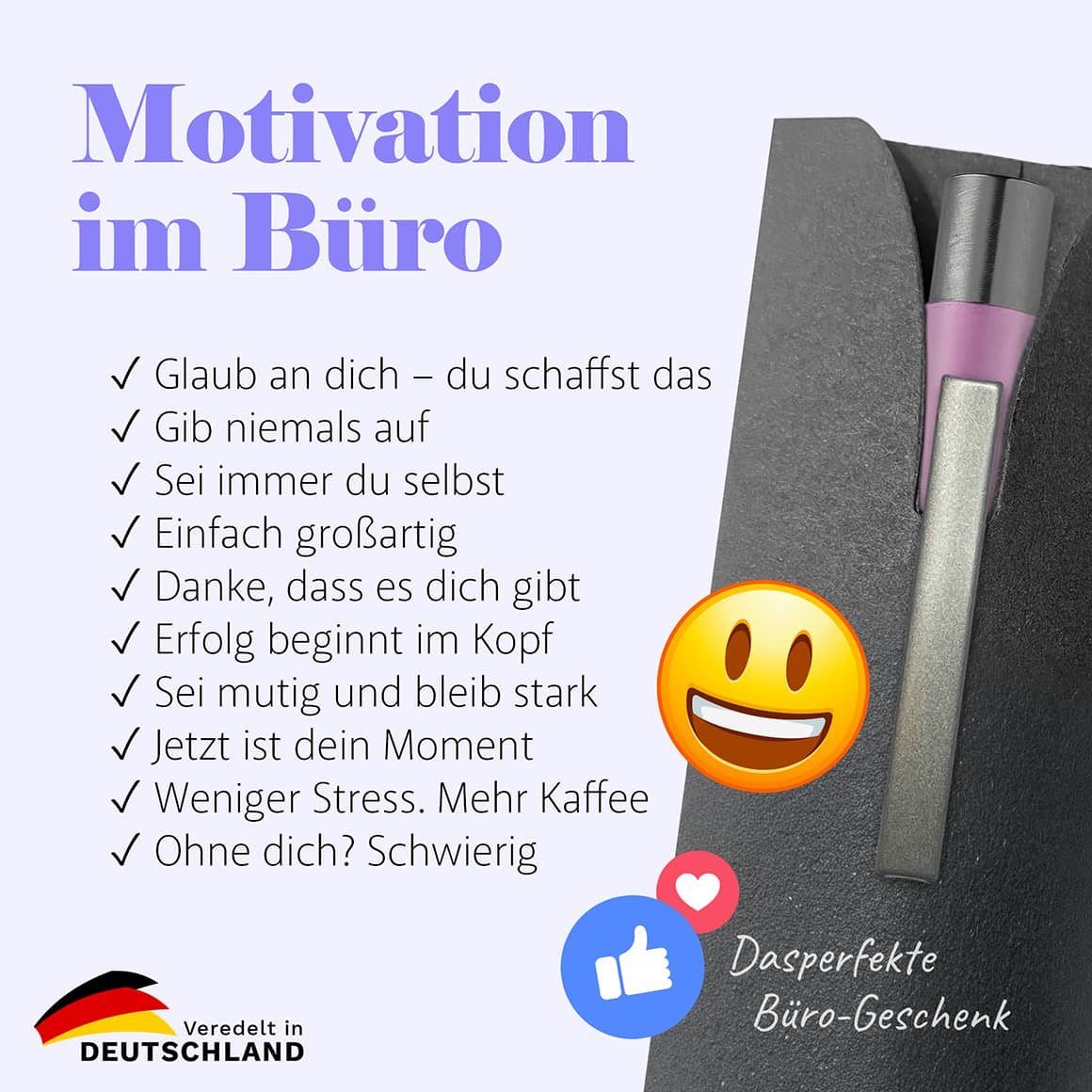10er Kugelschreiber Set mit motivierenden Sprüchen für den Büroalltag