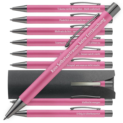 OMEGA Kugelschreiber in Rosa mit Büro-Humor Sprüchen – 10er Set