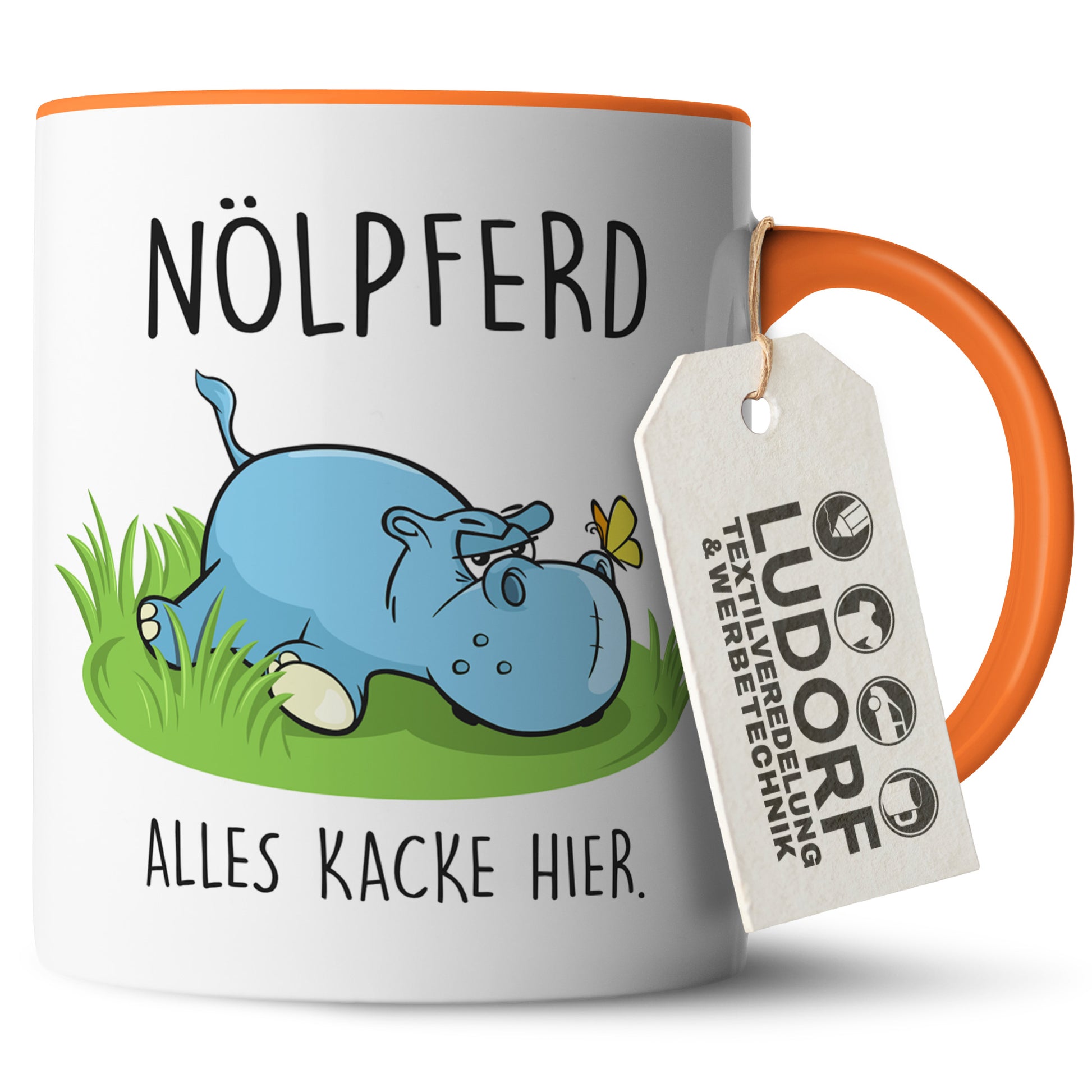 #teamludorf - Tasse - Humorvolles Nilpferd Design Alles Kacke - Altrosa Henkel und Inneres - Robuste Keramik Kaffeetasse, Spülmaschinenfest, Mikrowellengeeignet, Geschenk für Frauen Ludorf Textilveredelung & Werbetechnik