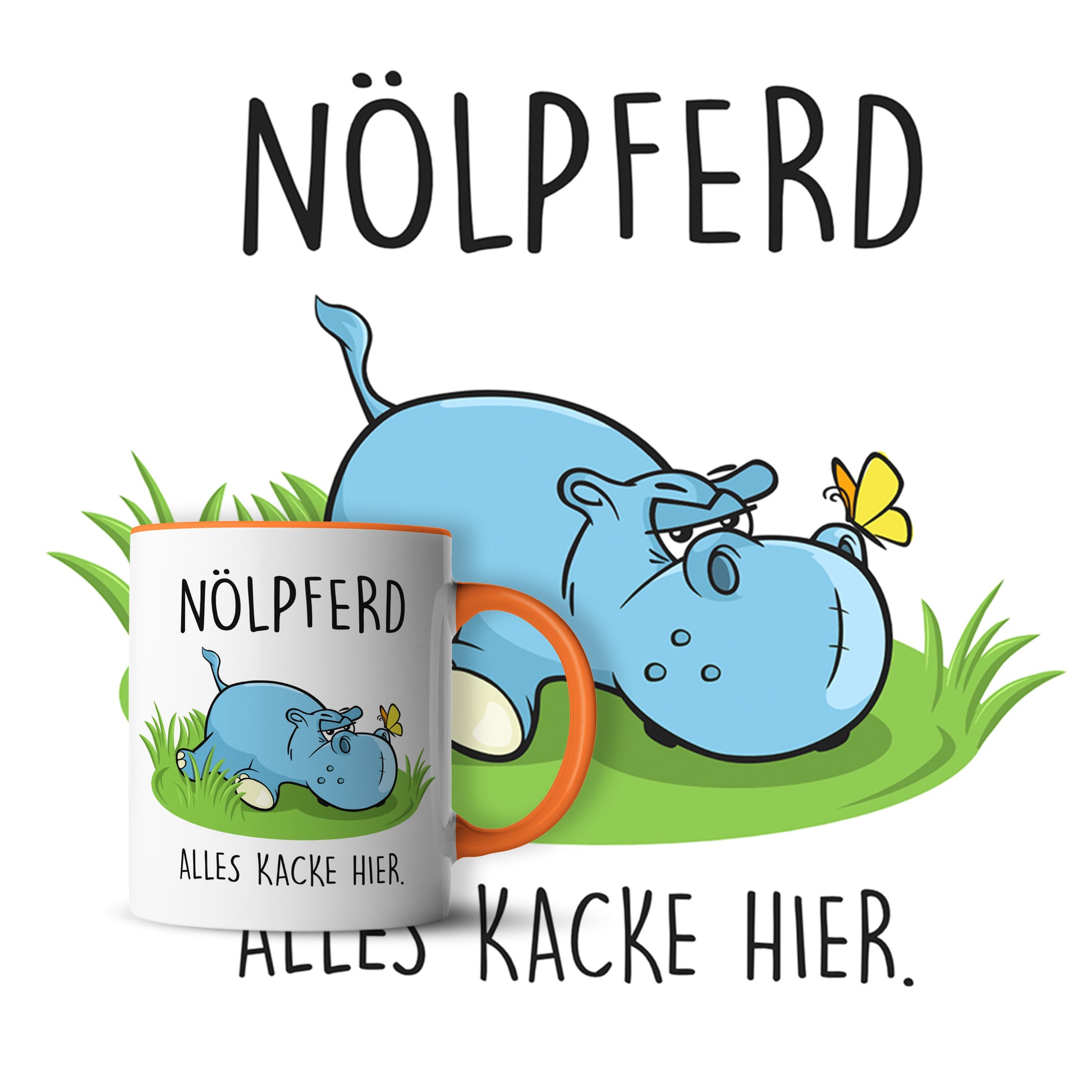 #teamludorf - Tasse - Humorvolles Nilpferd Design Alles Kacke - Altrosa Henkel und Inneres - Robuste Keramik Kaffeetasse, Spülmaschinenfest, Mikrowellengeeignet, Geschenk für Frauen Ludorf Textilveredelung & Werbetechnik