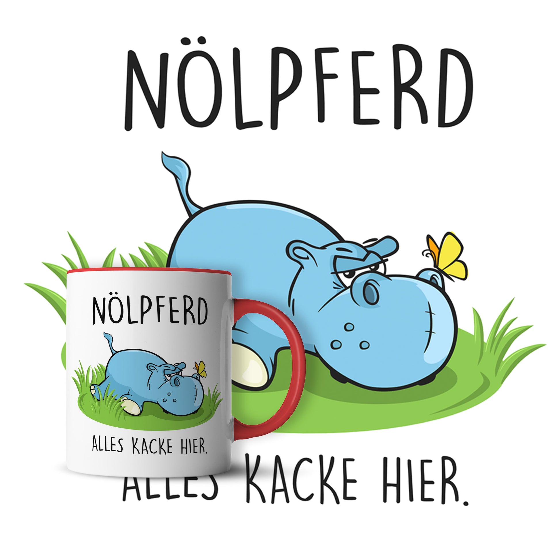 #teamludorf - Tasse - Humorvolles Nilpferd Design Alles Kacke - Altrosa Henkel und Inneres - Robuste Keramik Kaffeetasse, Spülmaschinenfest, Mikrowellengeeignet, Geschenk für Frauen Ludorf Textilveredelung & Werbetechnik