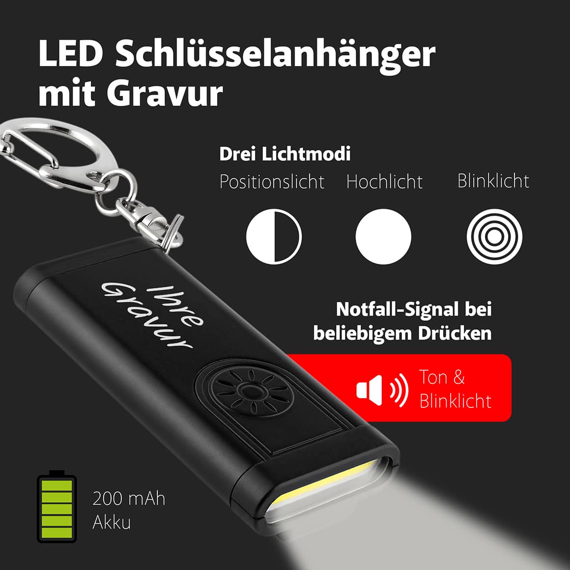 Schlüssellicht mit Gravur – personalisierte Mini-Arbeitslampe für Schlüsselbund Ludorf Textilveredelung & Werbetechnik