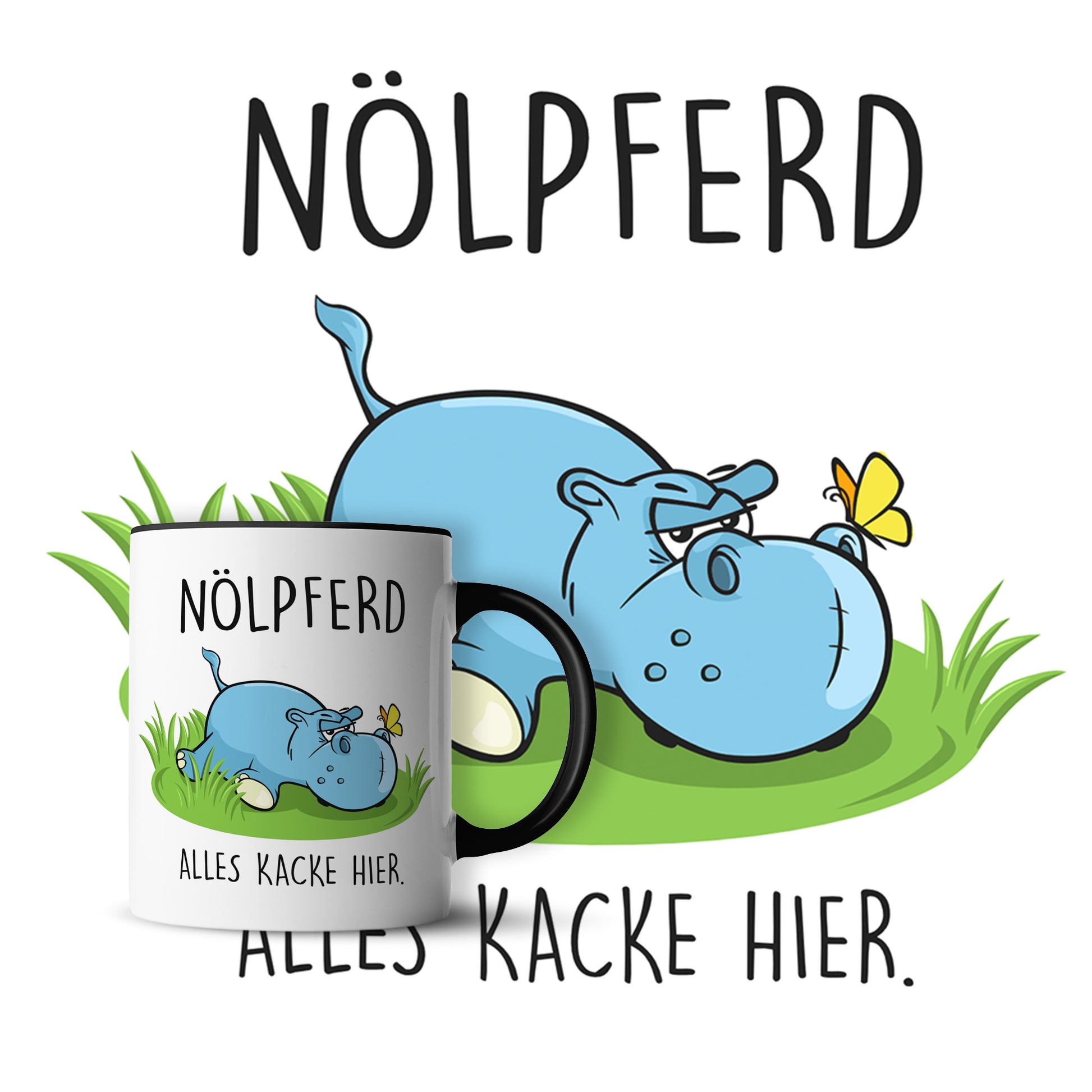 #teamludorf - Tasse - Humorvolles Nilpferd Design Alles Kacke - Altrosa Henkel und Inneres - Robuste Keramik Kaffeetasse, Spülmaschinenfest, Mikrowellengeeignet, Geschenk für Frauen Ludorf Textilveredelung & Werbetechnik