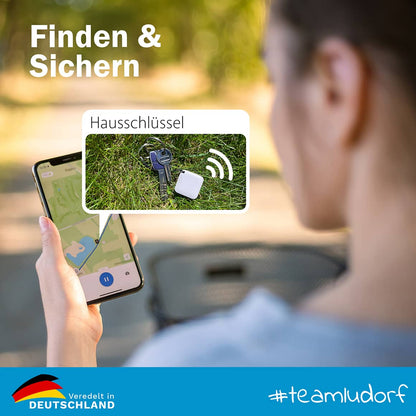 Wiederaufladbarer Smart Tracker & Schlüsselfinder – iOS & Android Ludorf Textilveredelung & Werbetechnik