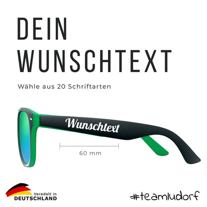 SOLIS Sonnenbrille mit UV-LED-Druck und Auswahl aus 20 Schriftarten für individuelle Personalisierung