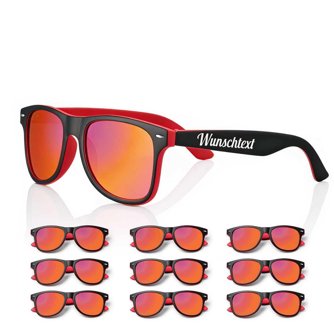 Schwarze SOLIS Sonnenbrille mit roter Innenseite