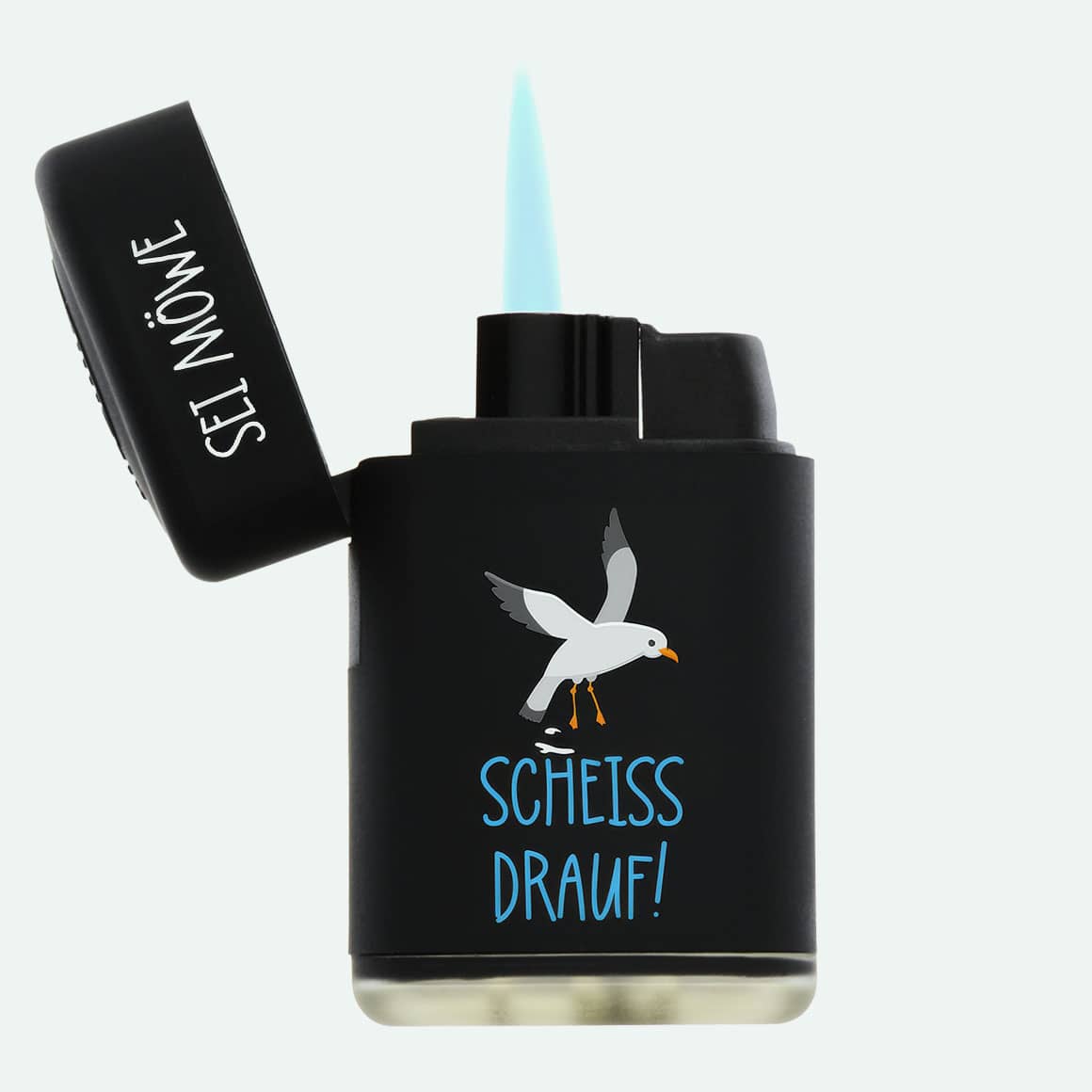 Sturmfeuerzeug „Sei Möwe“ – Windfest & Humorvoll Atomik