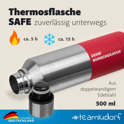 Thermosflasche SAFE hält Getränke lange heiß und kalt