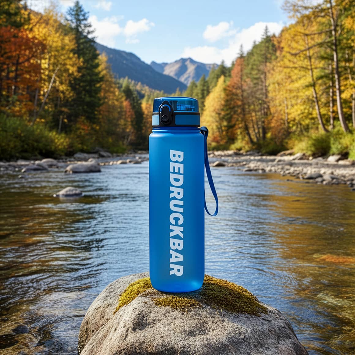 Trinkflasche CAMPOS 1000 ml im Gebirge – Outdoor BPA-freie Flasche aus Tritan, ideal für Sport & Reisen