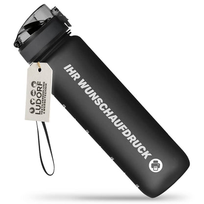 Trinkflasche CAMPOS 1000 ml Schwarz – BPA-frei, individuell bedruckbar