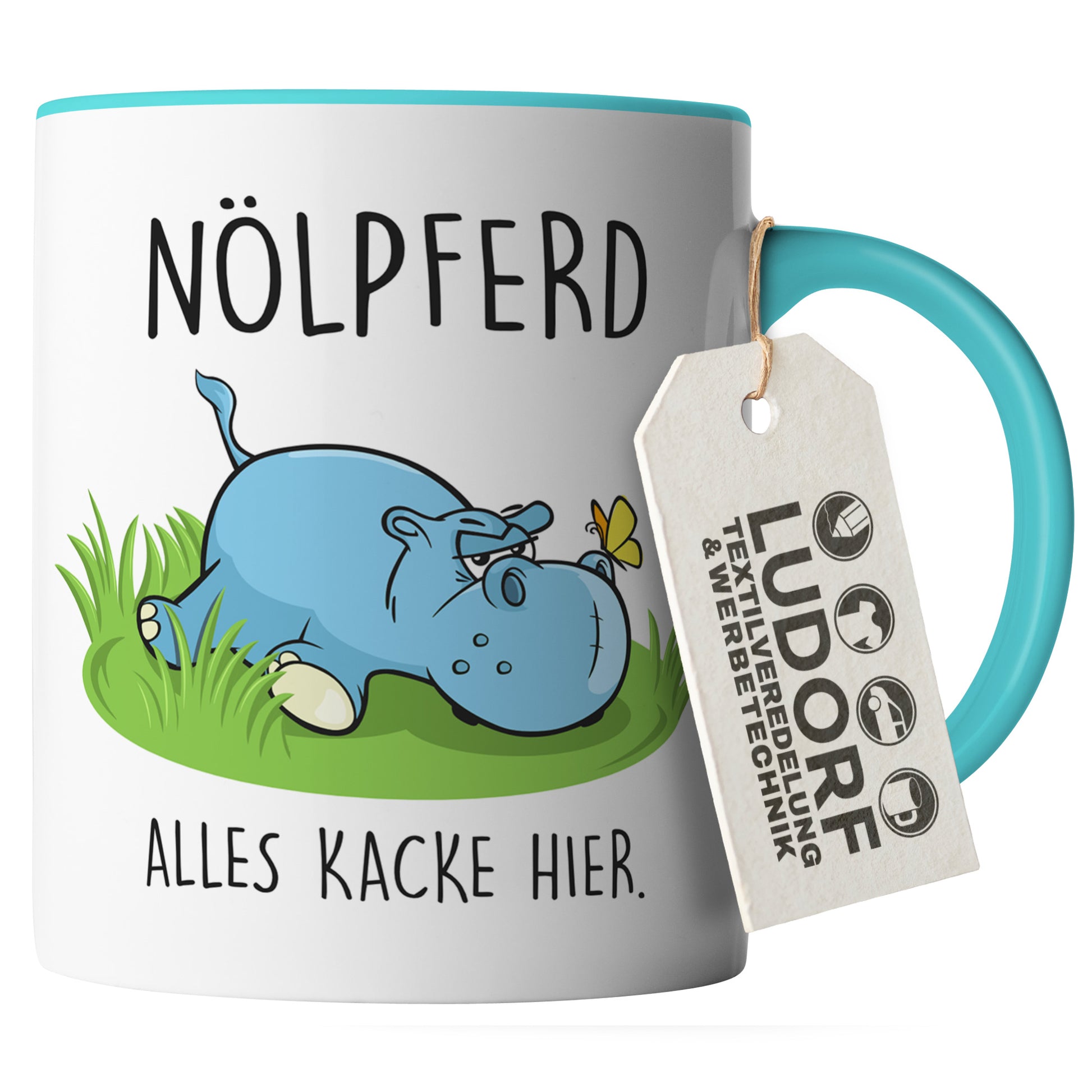 #teamludorf - Tasse - Humorvolles Nilpferd Design Alles Kacke - Altrosa Henkel und Inneres - Robuste Keramik Kaffeetasse, Spülmaschinenfest, Mikrowellengeeignet, Geschenk für Frauen Ludorf Textilveredelung & Werbetechnik