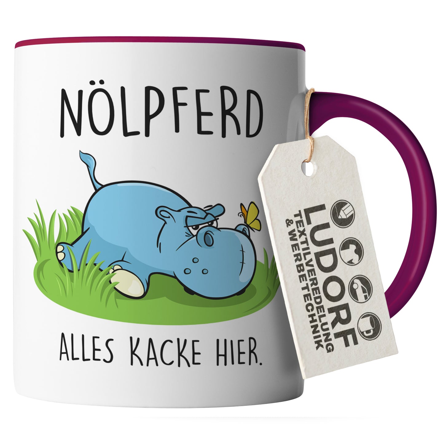 #teamludorf - Tasse - Humorvolles Nilpferd Design Alles Kacke - Altrosa Henkel und Inneres - Robuste Keramik Kaffeetasse, Spülmaschinenfest, Mikrowellengeeignet, Geschenk für Frauen Ludorf Textilveredelung & Werbetechnik