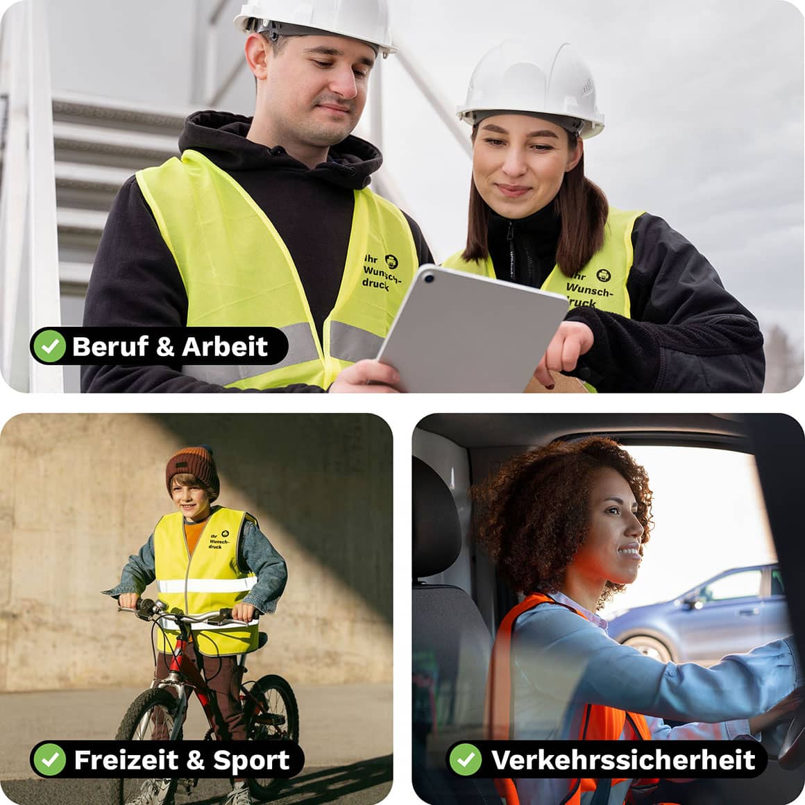 Warnweste Einsatzmöglichkeiten: Baustelle, Fahrrad, Straße, Outdoor, Events, Freizeit