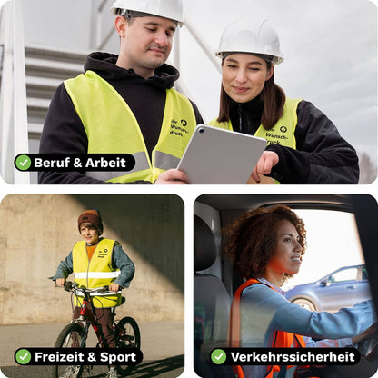 Warnweste Einsatzmöglichkeiten: Baustelle, Fahrrad, Straße, Outdoor, Events, Freizeit