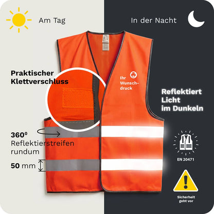 Reflektierende Warnweste bei Nacht, maximale Sichtbarkeit, Sicherheitsstreifen leuchten bei Licht