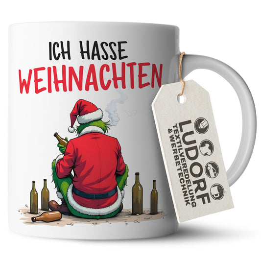 #teamludorf - Tasse mit traurigem Grinch - 300 ml Keramik, spülmaschinenfest, mikrowellengeeignet - Weihnachtstasse Geschenkidee für Kaffeeliebhaber & festliche Deko Ludorf Textilveredelung & Werbetechnik