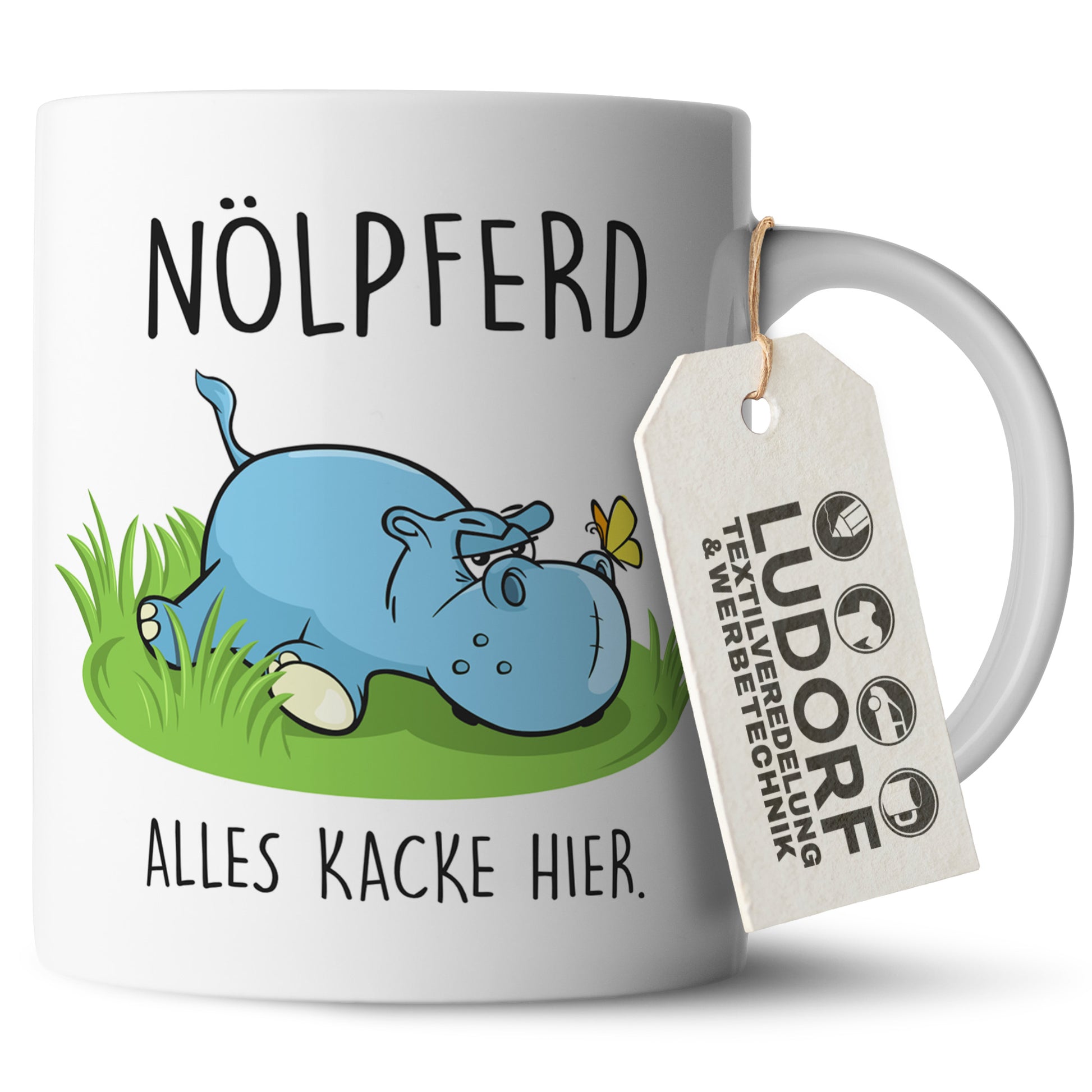 #teamludorf - Tasse - Humorvolles Nilpferd Design Alles Kacke - Altrosa Henkel und Inneres - Robuste Keramik Kaffeetasse, Spülmaschinenfest, Mikrowellengeeignet, Geschenk für Frauen Ludorf Textilveredelung & Werbetechnik