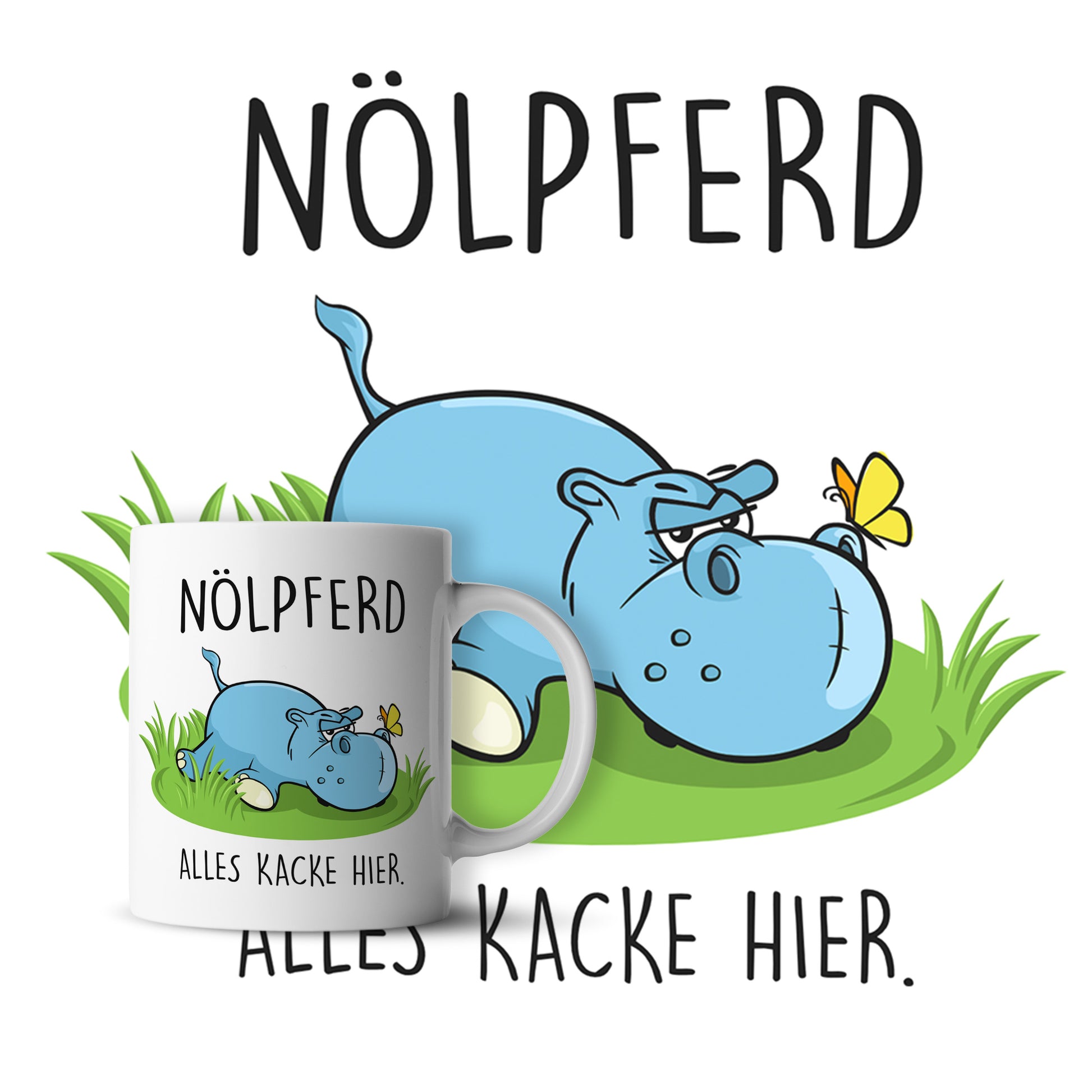 #teamludorf - Tasse - Humorvolles Nilpferd Design Alles Kacke - Altrosa Henkel und Inneres - Robuste Keramik Kaffeetasse, Spülmaschinenfest, Mikrowellengeeignet, Geschenk für Frauen Ludorf Textilveredelung & Werbetechnik