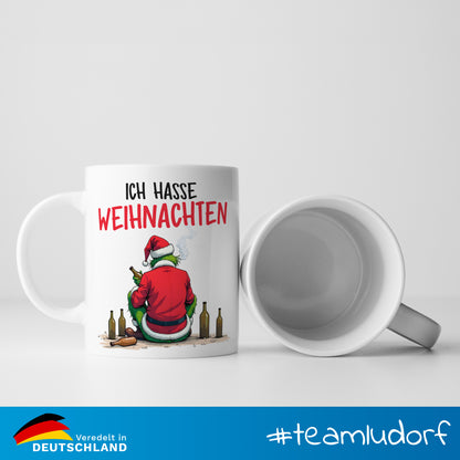 #teamludorf - Tasse mit traurigem Grinch - 300 ml Keramik, spülmaschinenfest, mikrowellengeeignet - Weihnachtstasse Geschenkidee für Kaffeeliebhaber & festliche Deko Ludorf Textilveredelung & Werbetechnik