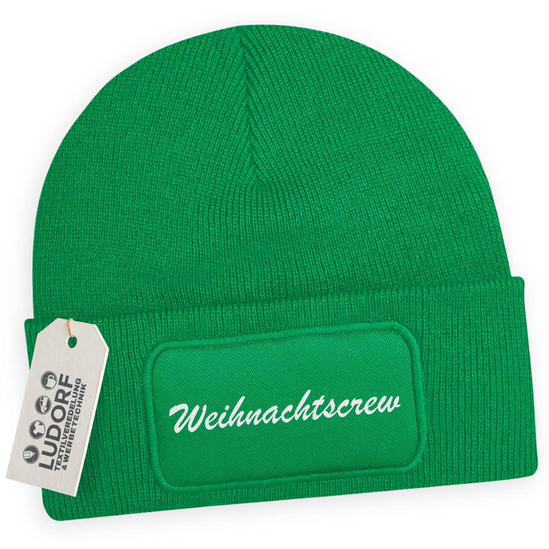 Wintermütze Weihnachtscrew in Grün – Weihnachtsmütze, festlich, personalisierbar