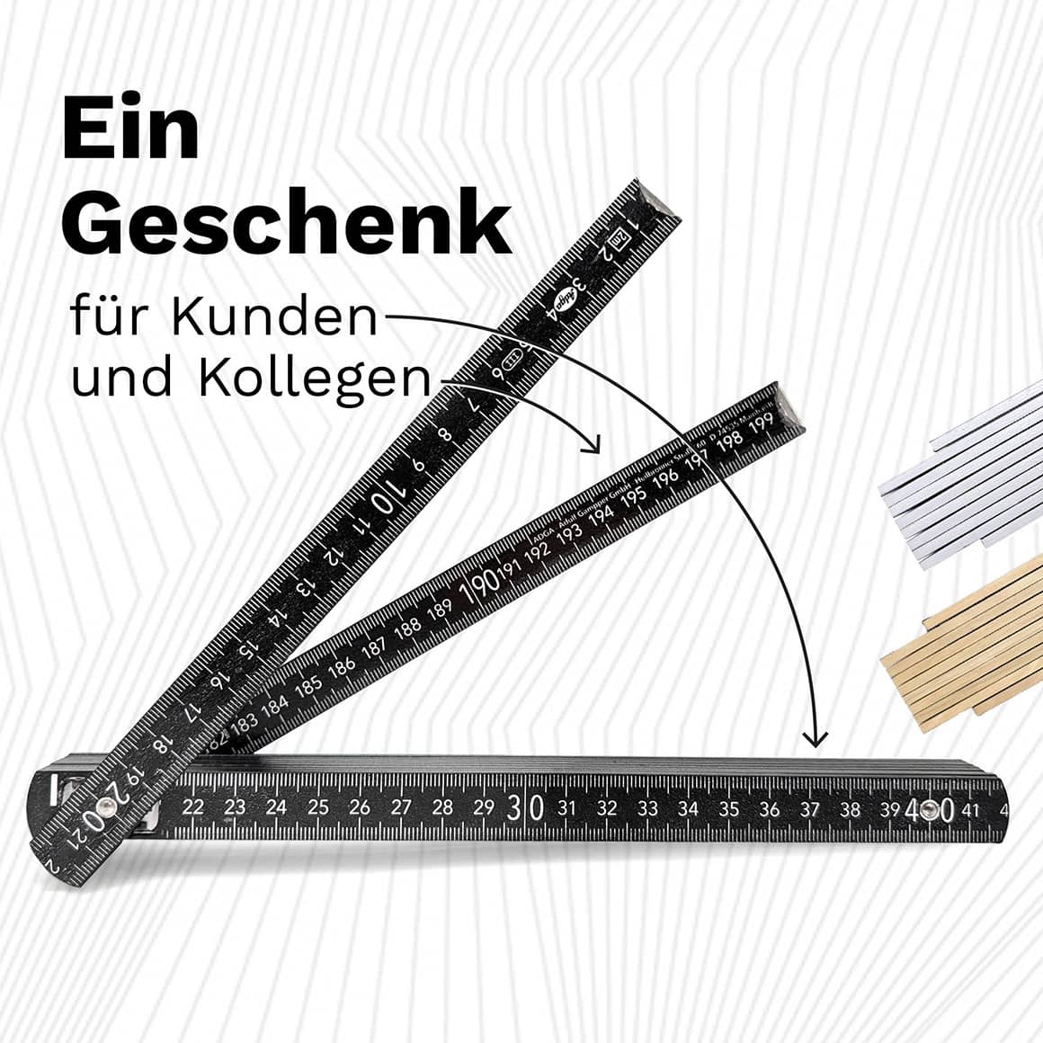 Personalisierter 2 m Zollstock mit Aufdruck „Ein Geschenk für Kunden und Kollegen“