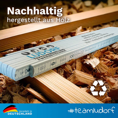 Nachhaltig hergestellter Zollstock aus Holz, umweltfreundliches Werbegeschenk