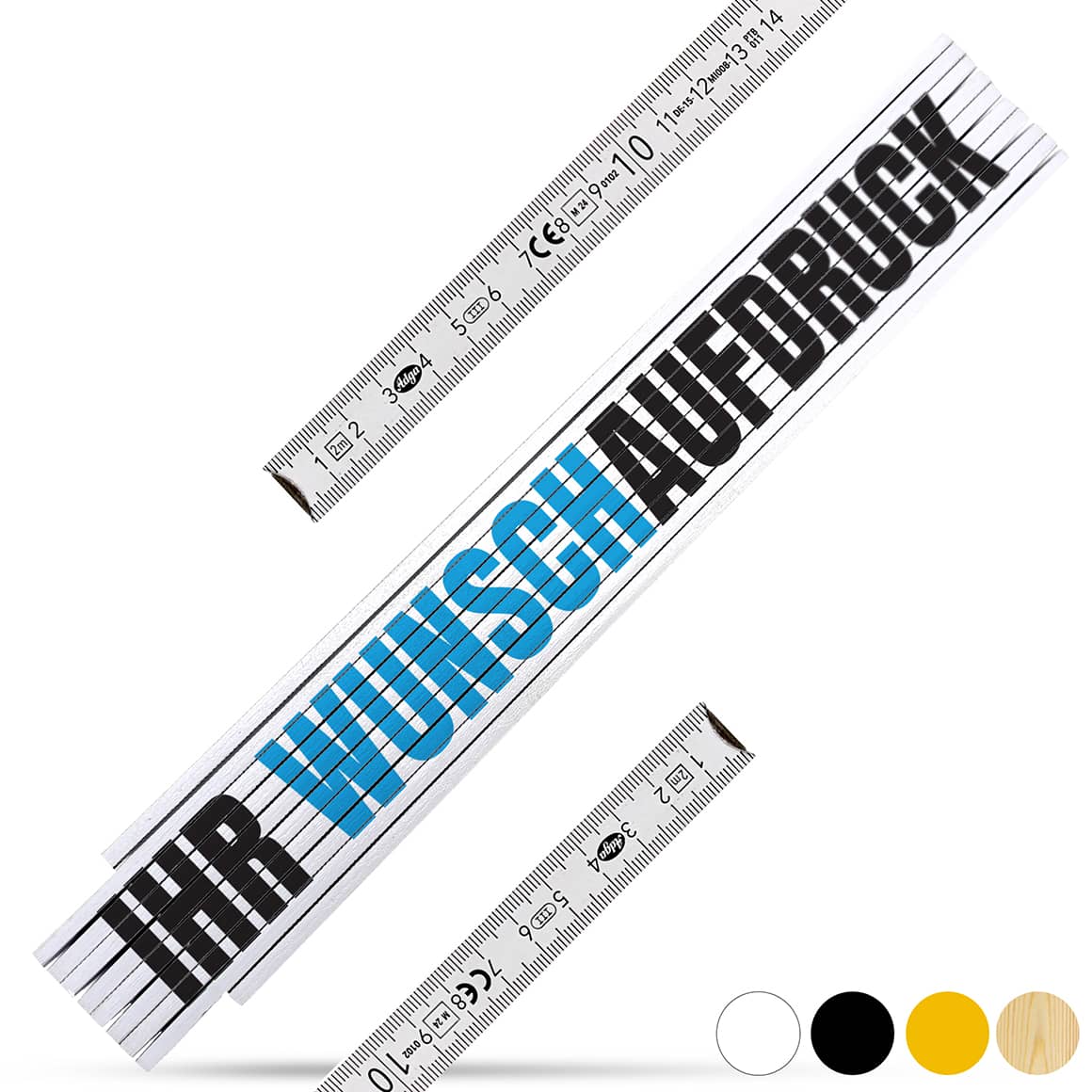 2 m Zollstock in Weiß mit individuellem Aufdruck von Ludorf Werbung